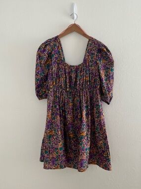 Anthropologie Pinch Dress Size L Floral Fit & Flare Babydoll Puff Sleeve Boho